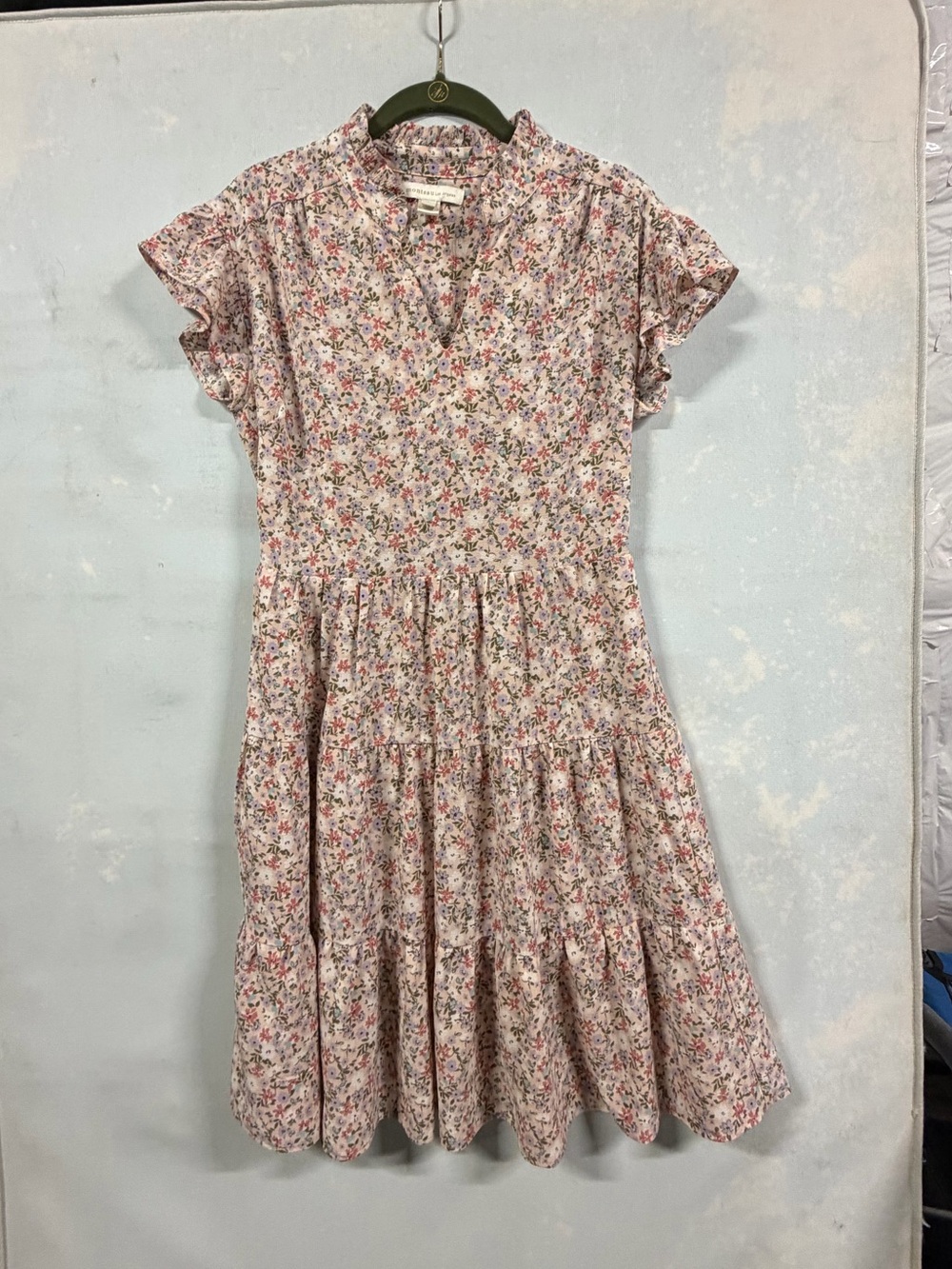 Monteau Large Pale Pink Floral Collared Dress